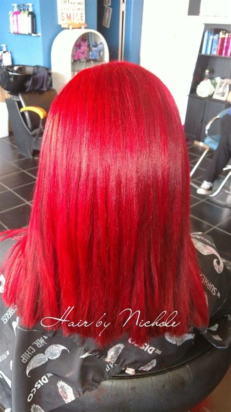 Fire engine red vivid hair color | Red hair color, Burgundy hair dye ...