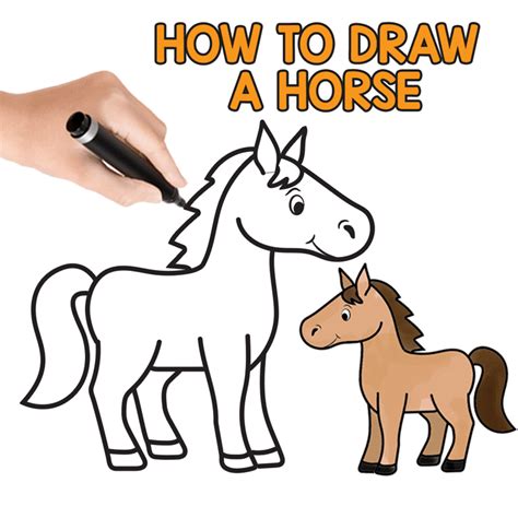 How to Draw a Horse Step by Step Tutorial for Kids (Cartooning) - Easy ...