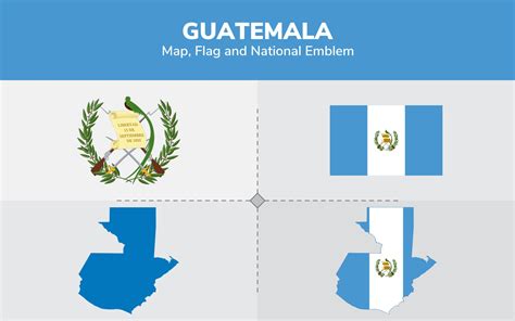 Guatemala Map, Flag and National Emblem - Illustration