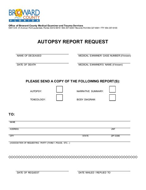 Autopsy Report Request County PDF Form - FormsPal