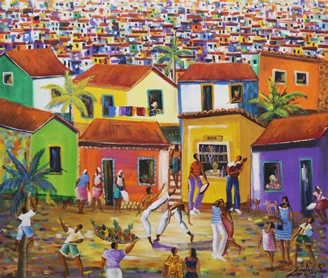 Cultural Cityscape Painting by a Brazilian Artist - Festive Community ...