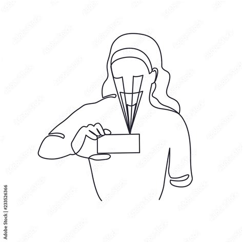 Continuous One Line Drawing of face identification check. Stock Vector ...