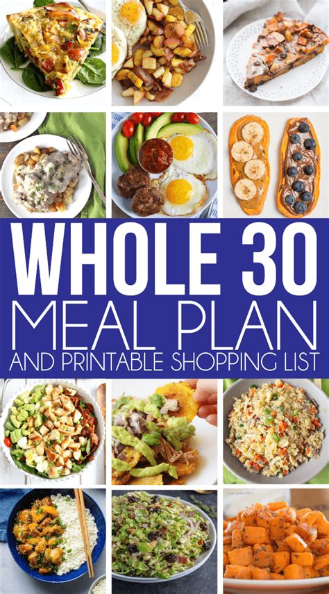 Whole 30 Meal Plan Shopping List Printable