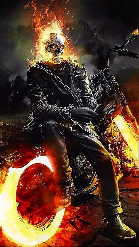 Ghost Rider Ke, Fire Effect, stunt motorcyclist, fire skull, HD phone ...