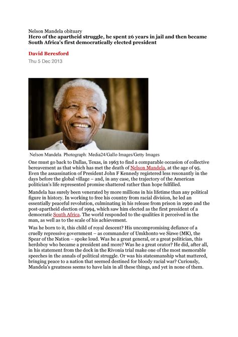 The life of Nelson Mandela and his deal with Apartheid - Nelson Mandela ...