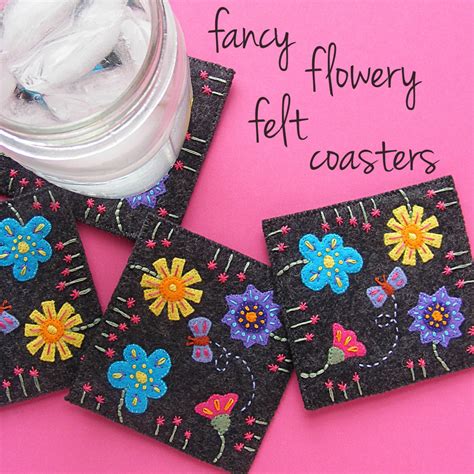 Fancy Flowery Felt Coasters – a free pattern! - Shiny Happy World