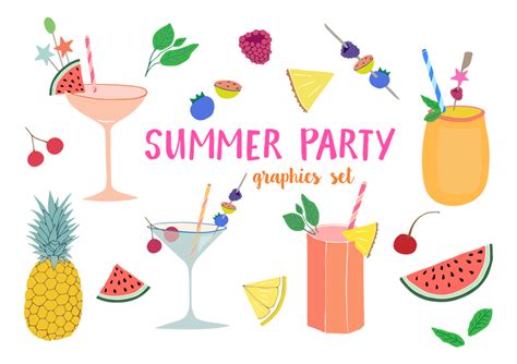 Summer Party clipart set | Food Illustrations ~ Creative Market