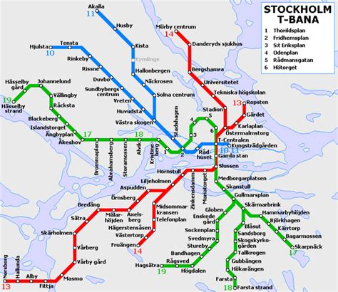 Mappa di Tunnelbana di Stoccolma, Svezia