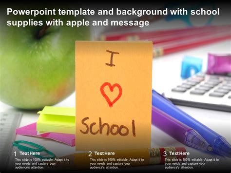 Powerpoint Template And Background With School Supplies With Apple And ...