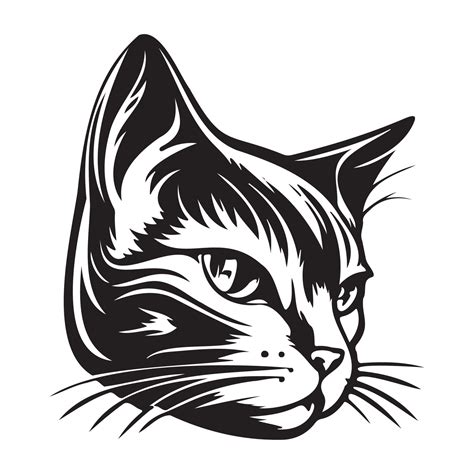 Cat Face, Silhouettes Cat Face SVG, black and white Cat vector 22664804 ...