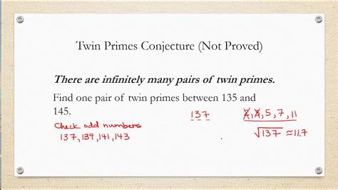 Finding Twin Primes and the Twin Prime Conjecture - YouTube