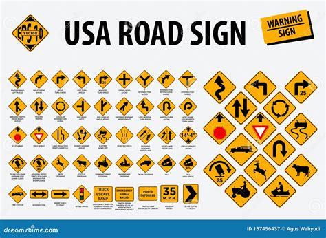 Usa Road Sign - Warning Sign. Easy To Modify Stock Illustration ...