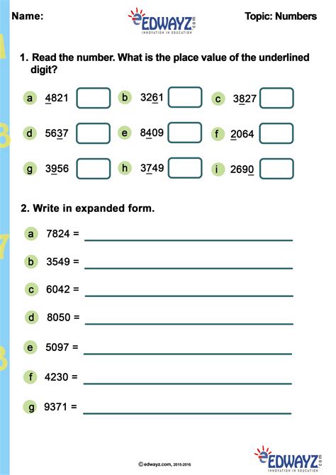 Worksheets_Class 3_Number System | 3 d