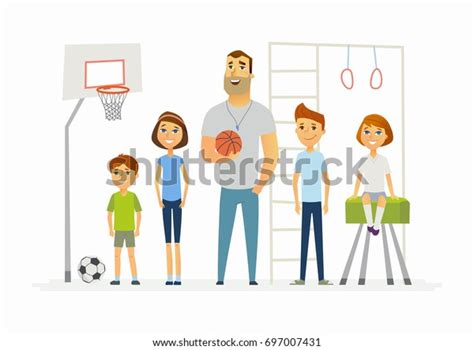 Physical Education Lesson School Modern Cartoon Stock Vector (Royalty ...