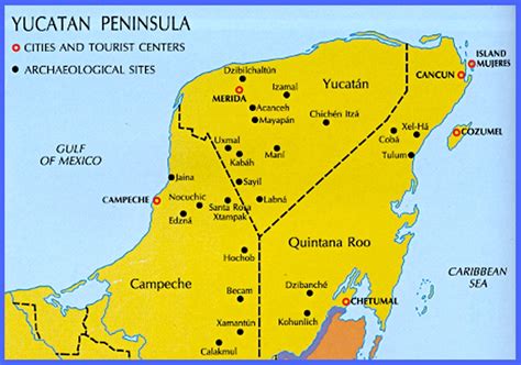 -- Map of Ruins on the Yucatán Peninsula, Mexico