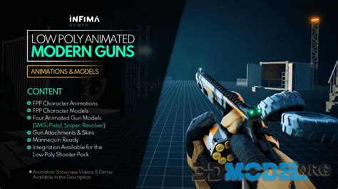 Unreal Engine asset – Low Poly Animated - Modern Guns Pack