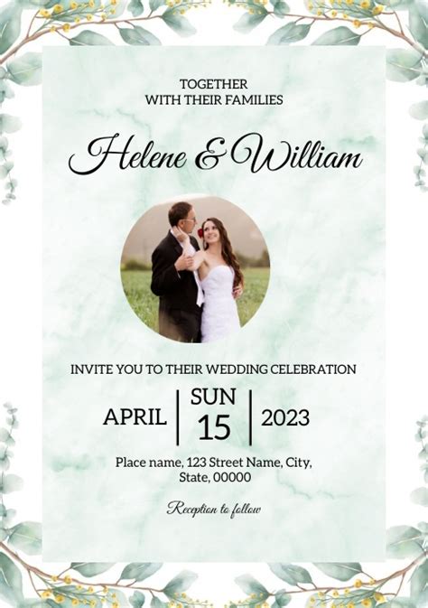 Copy of Green leaf Wedding Invitation Template | PosterMyWall