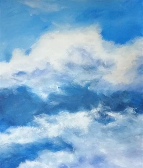 Blue Sky With Clouds Painting by Roberto Bray-Descalzo | Saatchi Art