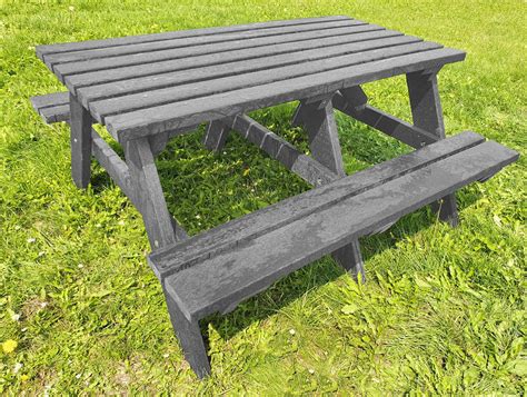 Large Grey Recycled Plastic Composite Rectangle Picnic Bench ...