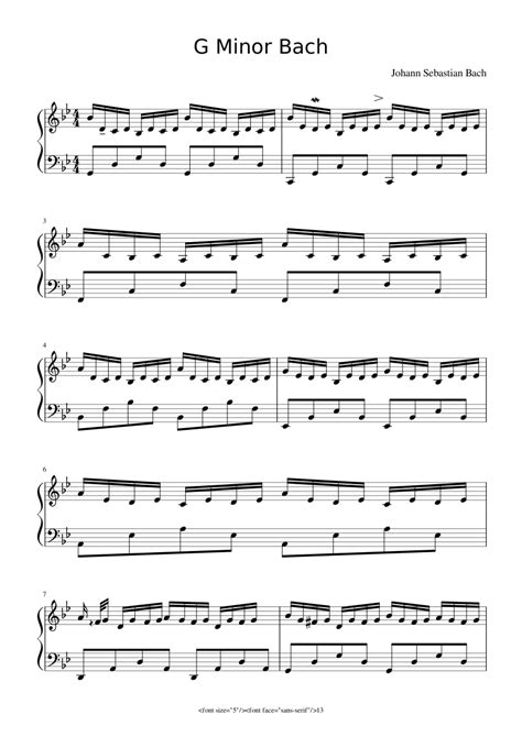 G Minor Bach sheet music for Piano download free in PDF or MIDI