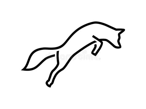 Line Art of Abstract Fox Jumping, Fox Wall Art Design, Minimal White ...