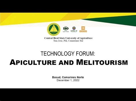 CBSUA Technology Forum on Apiculture and Melitourism - YouTube