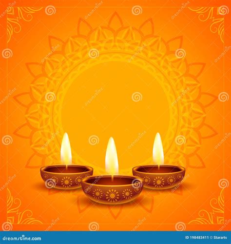 Happy Diwali Wishes Card with Text Space Design Stock Vector ...