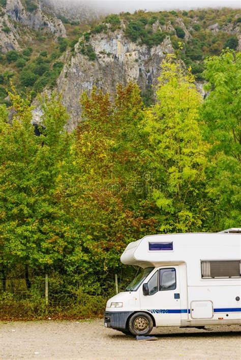 Rv Camper Camping in Mountains, Spain Stock Image - Image of journey ...