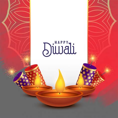 Free Vector | Beautiful diwali card design with crackers