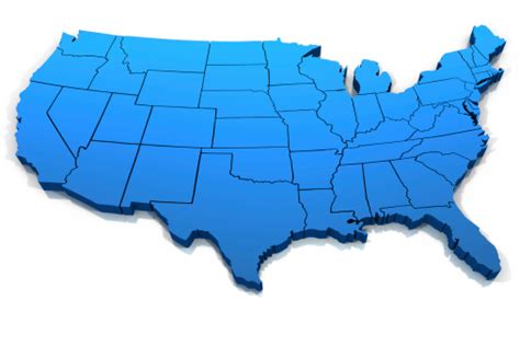 United States Blue Map Outline Stock Photo - Download Image Now - iStock