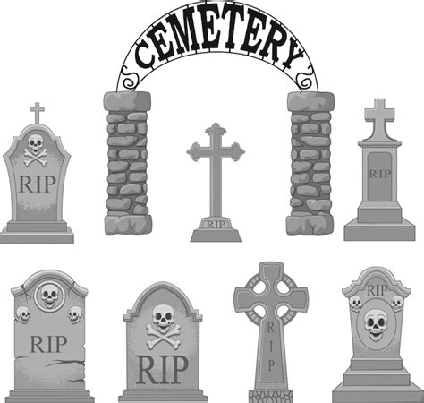 Premium Vector | Cartoon gravestones collection set