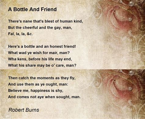 A Bottle And Friend Poem by Robert Burns - Poem Hunter