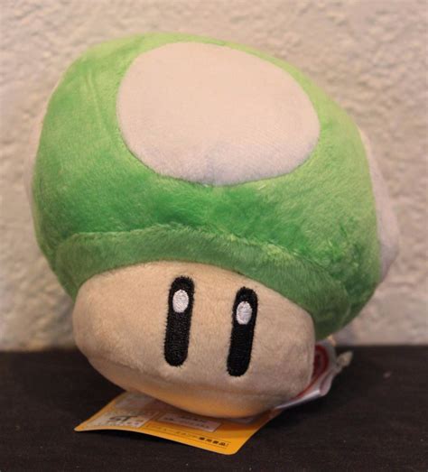 New Super Mario Bros Green 1-up Mushroom 5" Plush Figure Stuffed Doll ...