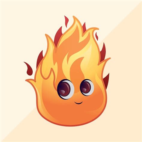 Premium Vector | Cute adorable fire flame element vector cartoon ...