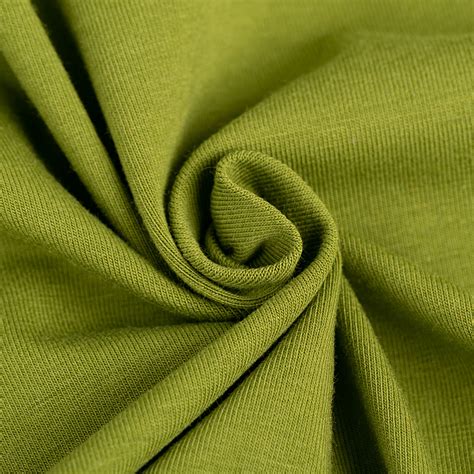 Olive cotton spandex single jersey knitted fabric