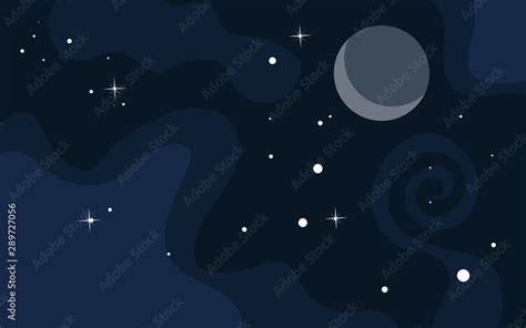 Vector space background . Cute flat style template with Stars in Outer ...