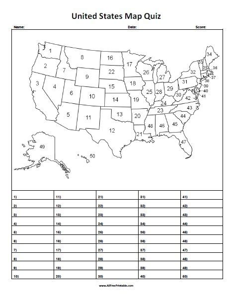 Us State Map Worksheet - Franny Antonietta