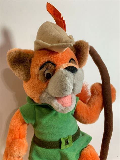 Vintage Disney 16" Robin Hood Fox Plush Toy With Stick | #4613888068