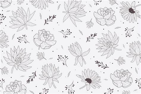 Premium Vector | Black and white floral wallpaper