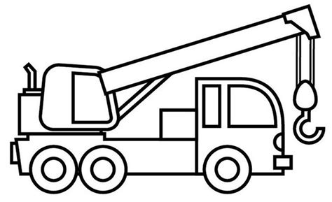 crane truck cartoon coloring sheet for kids | Truck coloring pages ...