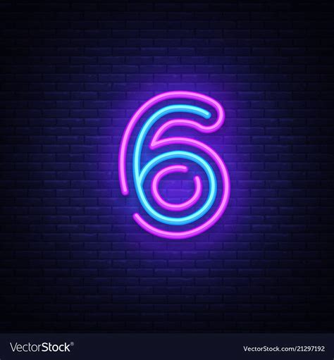 Number six symbol neon sign vector. Number six template neon icon ...