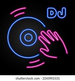 Dj Neon Sign Modern Glowing Banner Stock Vector (Royalty Free ...