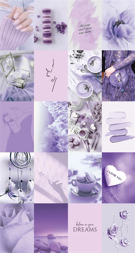 Pastel Purple Lavender Photo Wall Collage Kit// Teen Girl Aesthetic ...