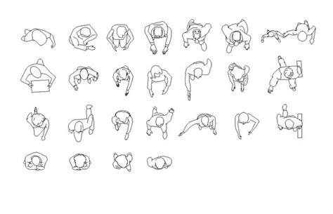 People CAD Blocks Line Diagram Detail Elevation 2D View DWG File