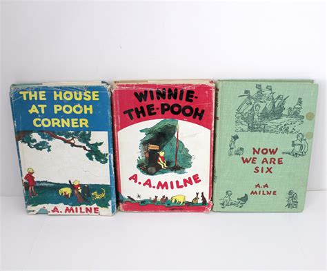 3 Vintage A. A. Milne Winnie The Pooh Books, HB DJ 1950 Pressings