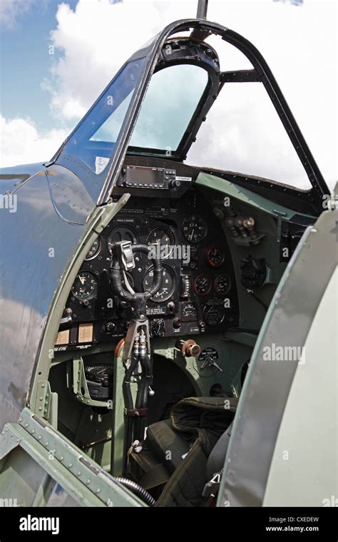 Details of Spitfire cockpit Cambridgeshire Stock Photo - Alamy