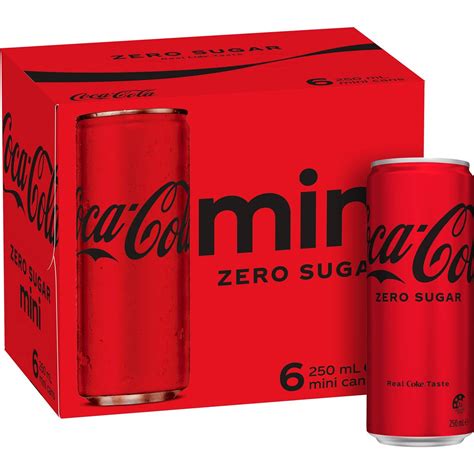 Coca - Cola Zero Sugar Soft Drink Mini Cans 6 X 250ml | Woolworths