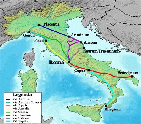 Map of roman roads in Italy | Römische straßen, Genua, Rom