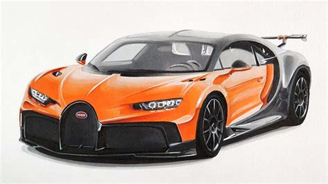 How to Draw a Simple Bugatti | Bugatti Chiron Pur Sport Drawing Tutorial