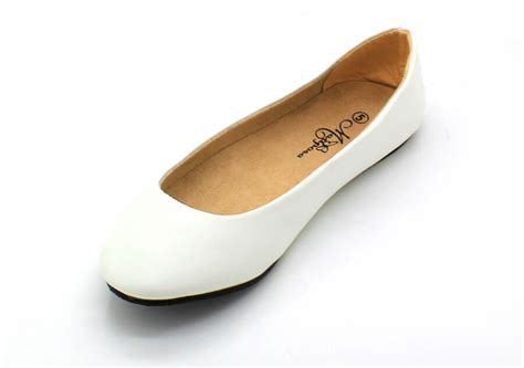 Women's Leather Casual Classic Ballerina Ballet Flats Shoes - White | eBay